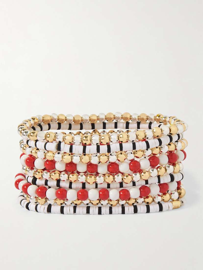 Roxanne Assoulin A Walk On The Beach Set Of Nine Enamel, Gold- And Silver-tone Bracelets