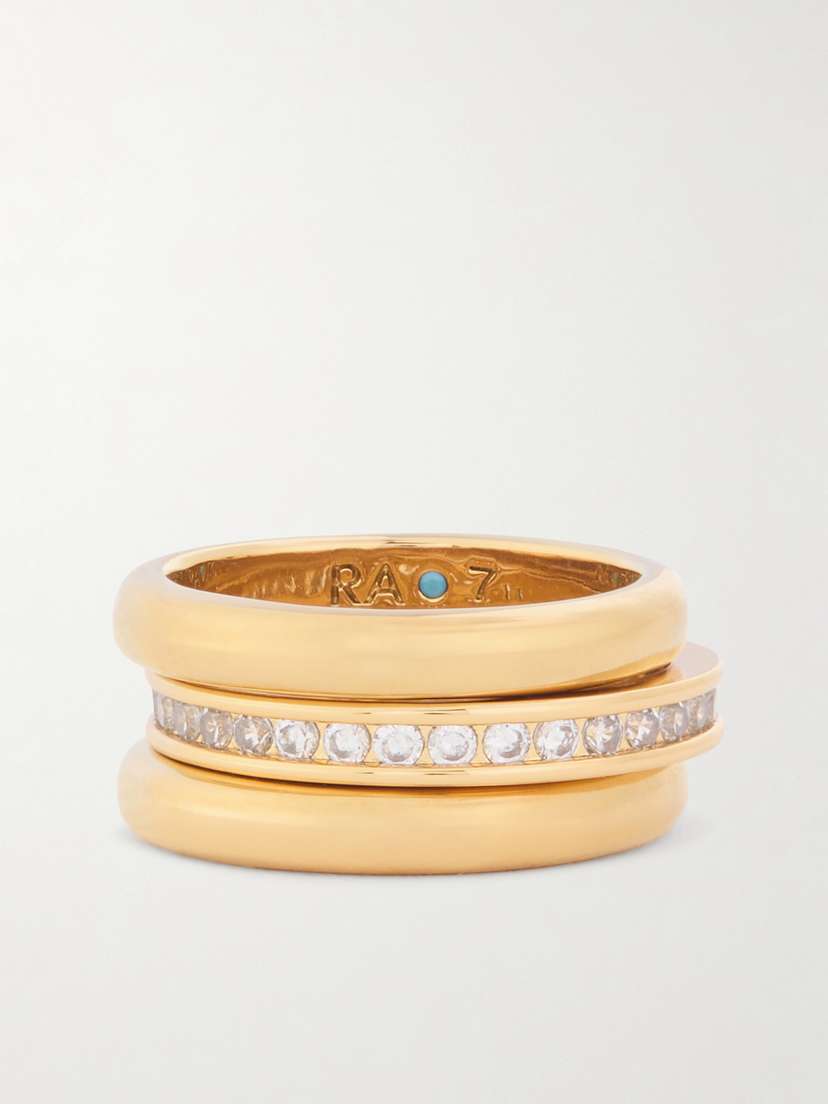 Roxanne Assoulin The Luminaries Set Of Three Gold-plated Crystal Rings