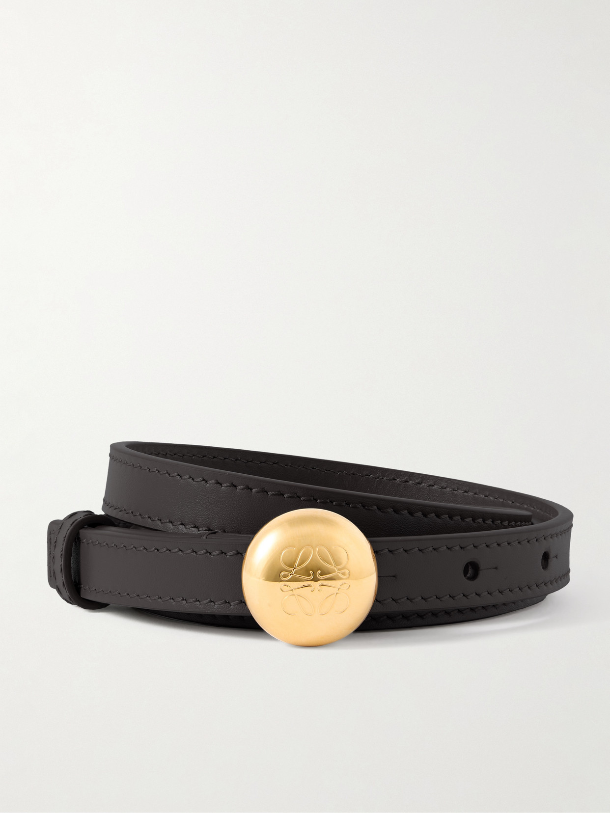 Loewe Pebble Embellished Leather Belt In Black