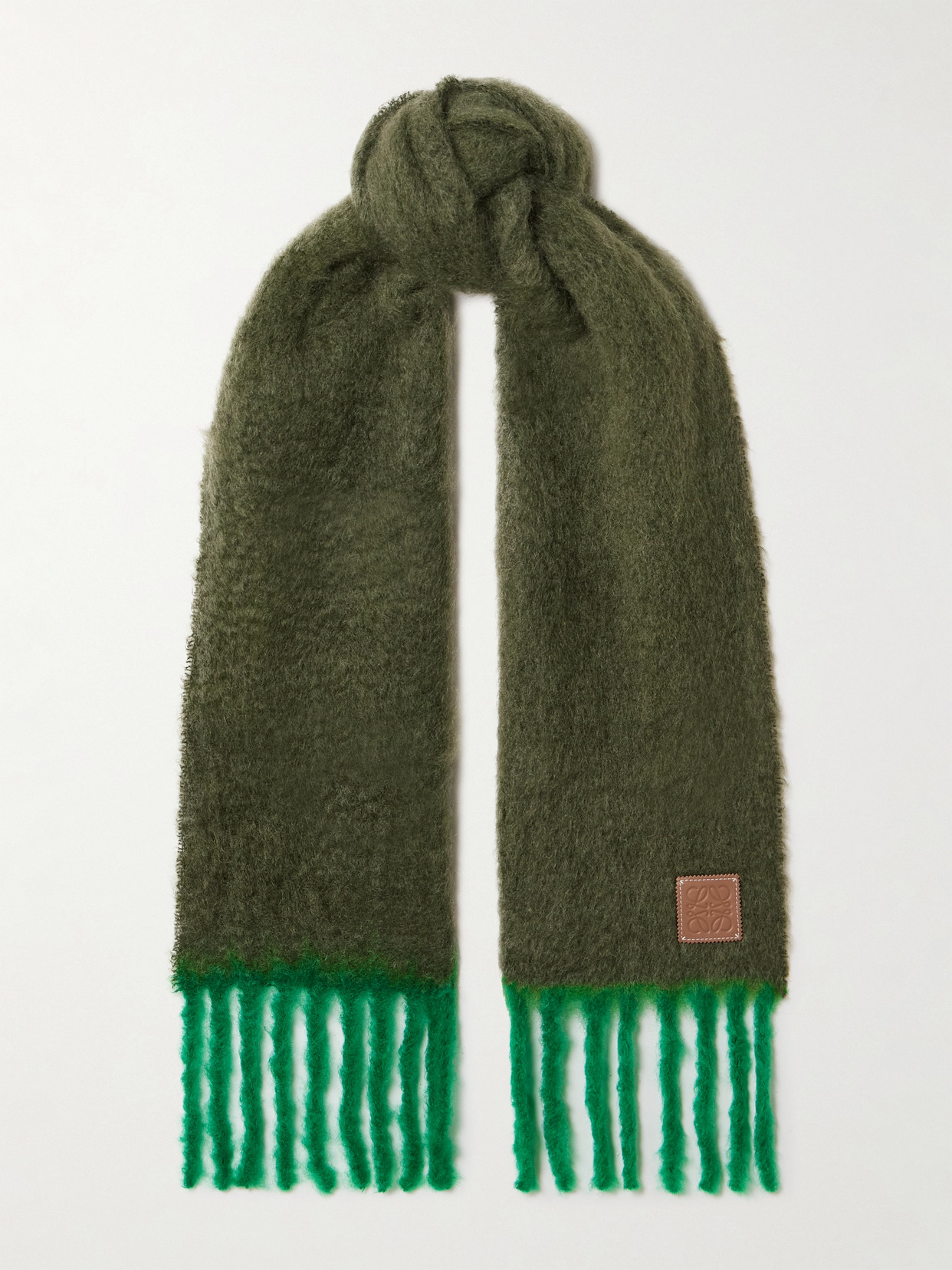 Loewe Mohair-wool Scarf In Green
