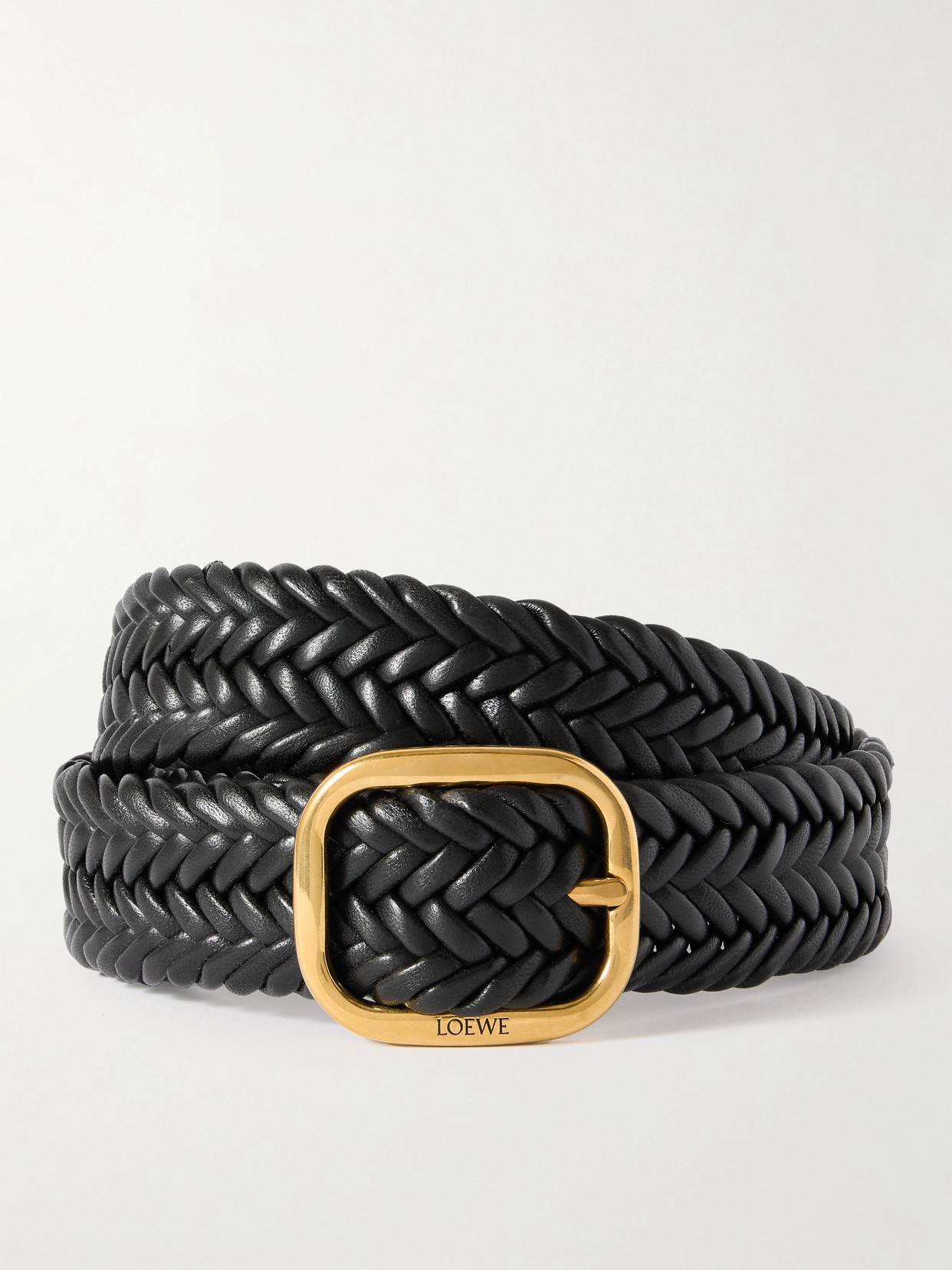 Loewe Woven Leather Belt In Black
