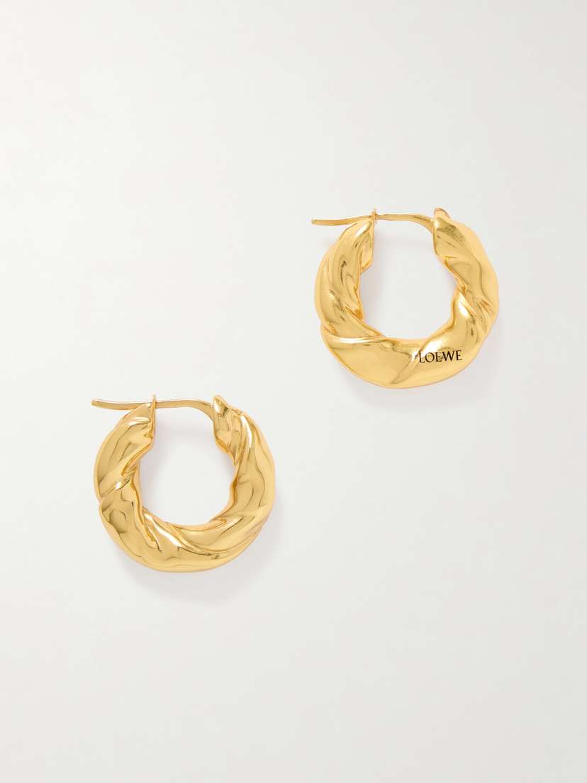 Loewe Nappa Twist Small Gold-plated Hoop Earrings