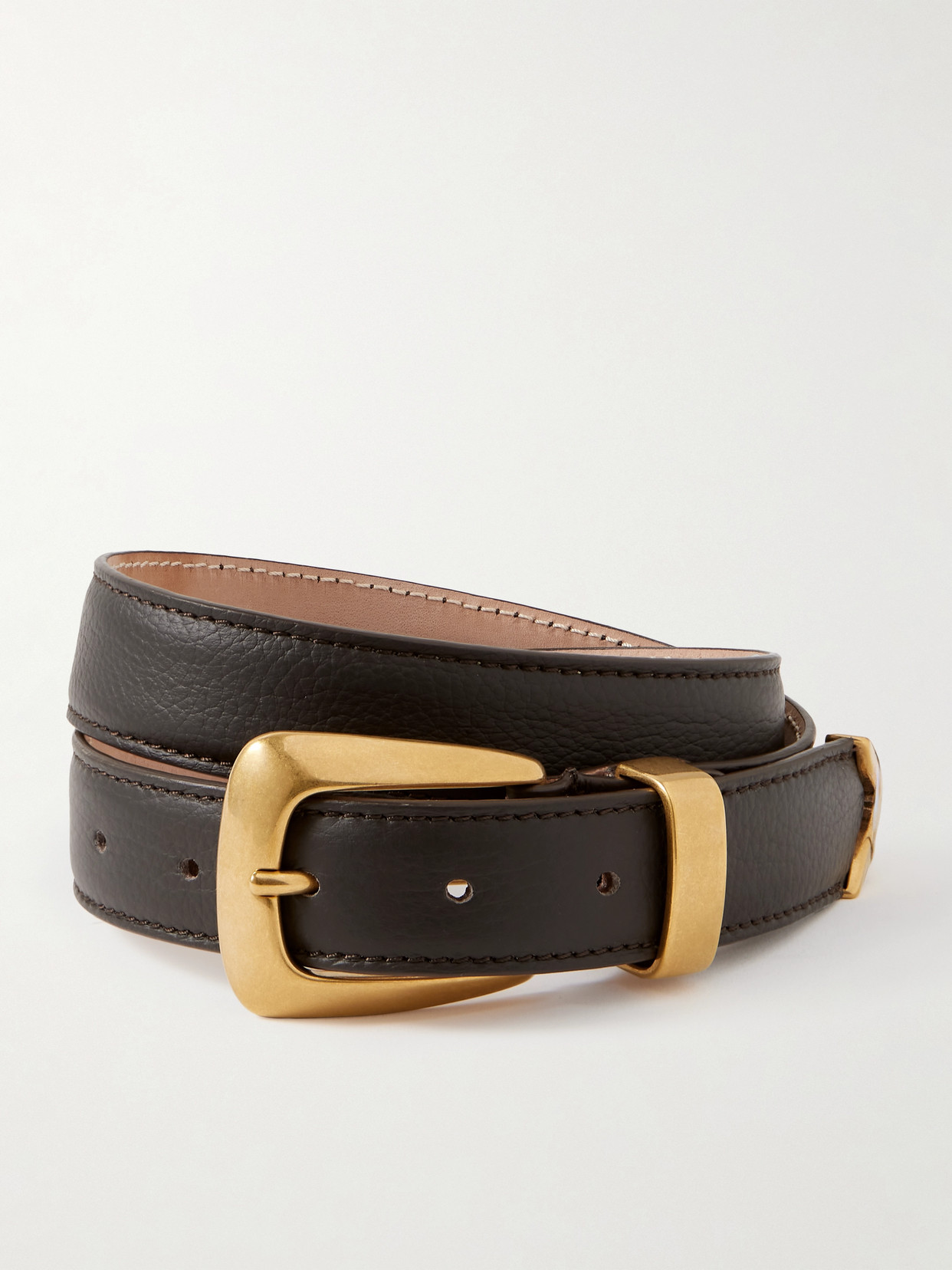 Khaite Benny Leather Belt In Dark Brown