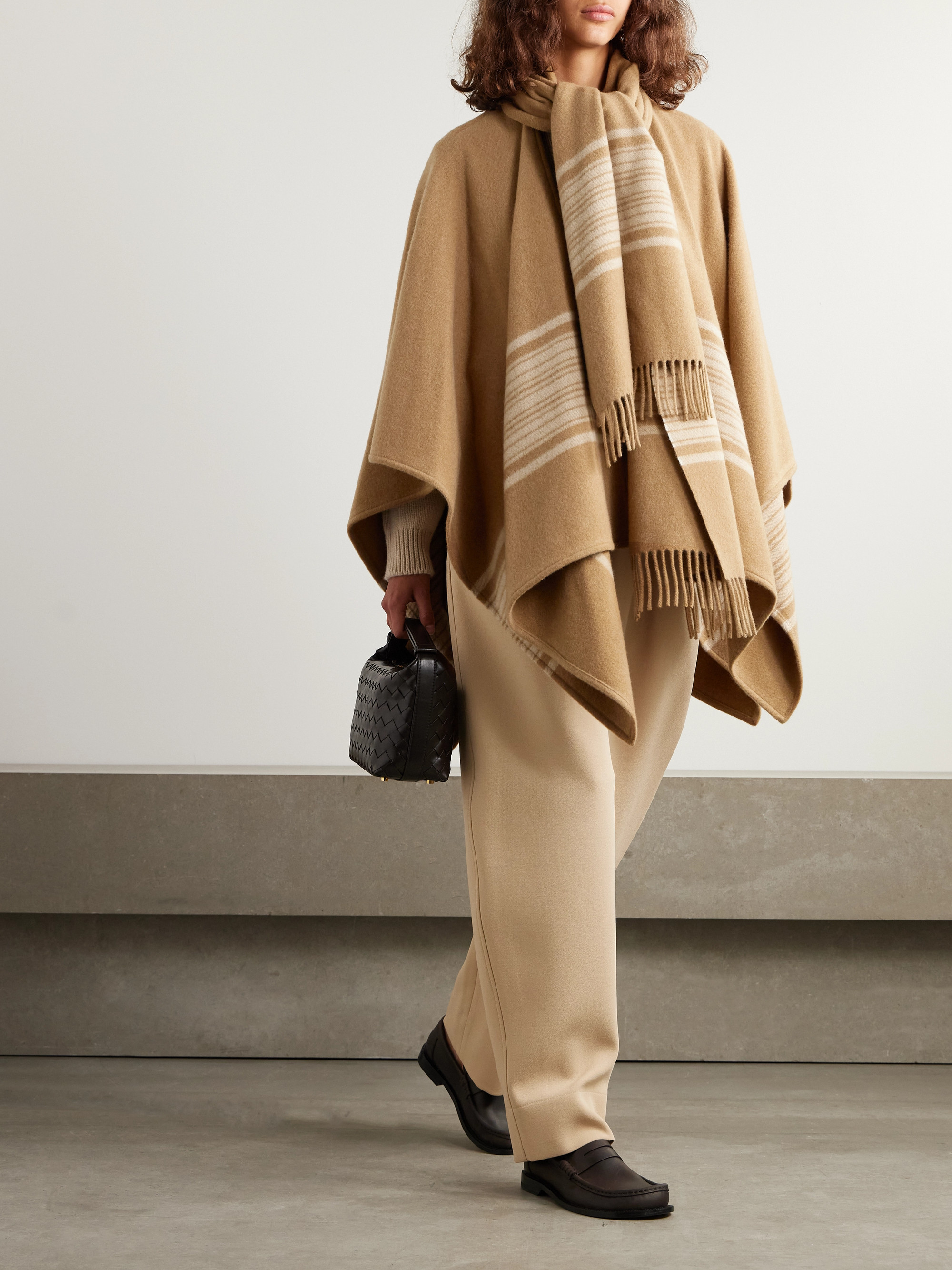 Loro Piana - Daisy fringed scarf-detailed striped brushed cashmere
