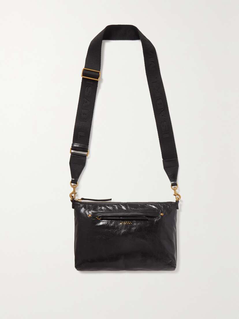 Isabel Marant Nessah Crinkled Glossed-leather Shoulder Bag