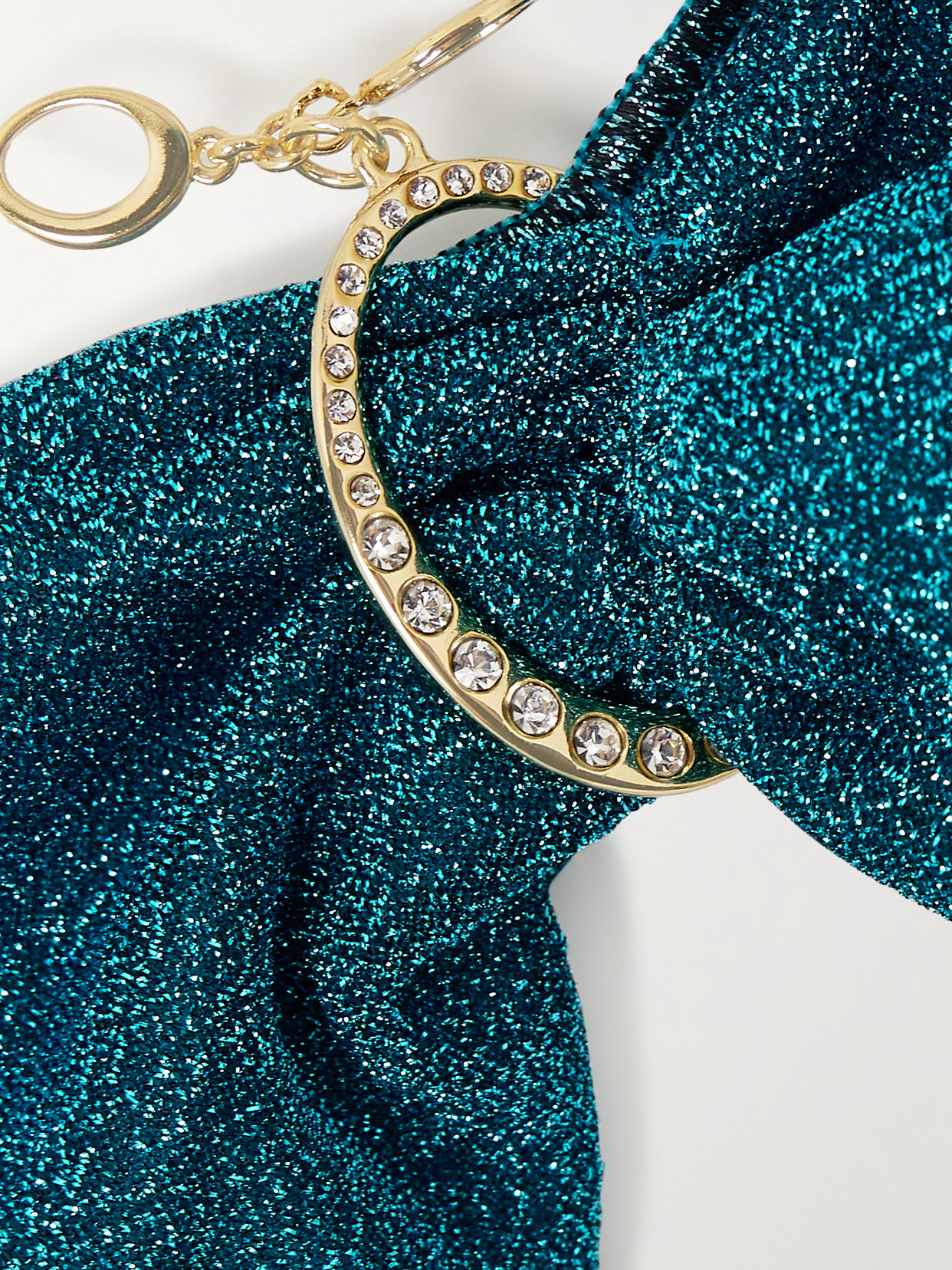 Shop Oseree Lumière O Chain Embellished Metallic Bikini In Blue