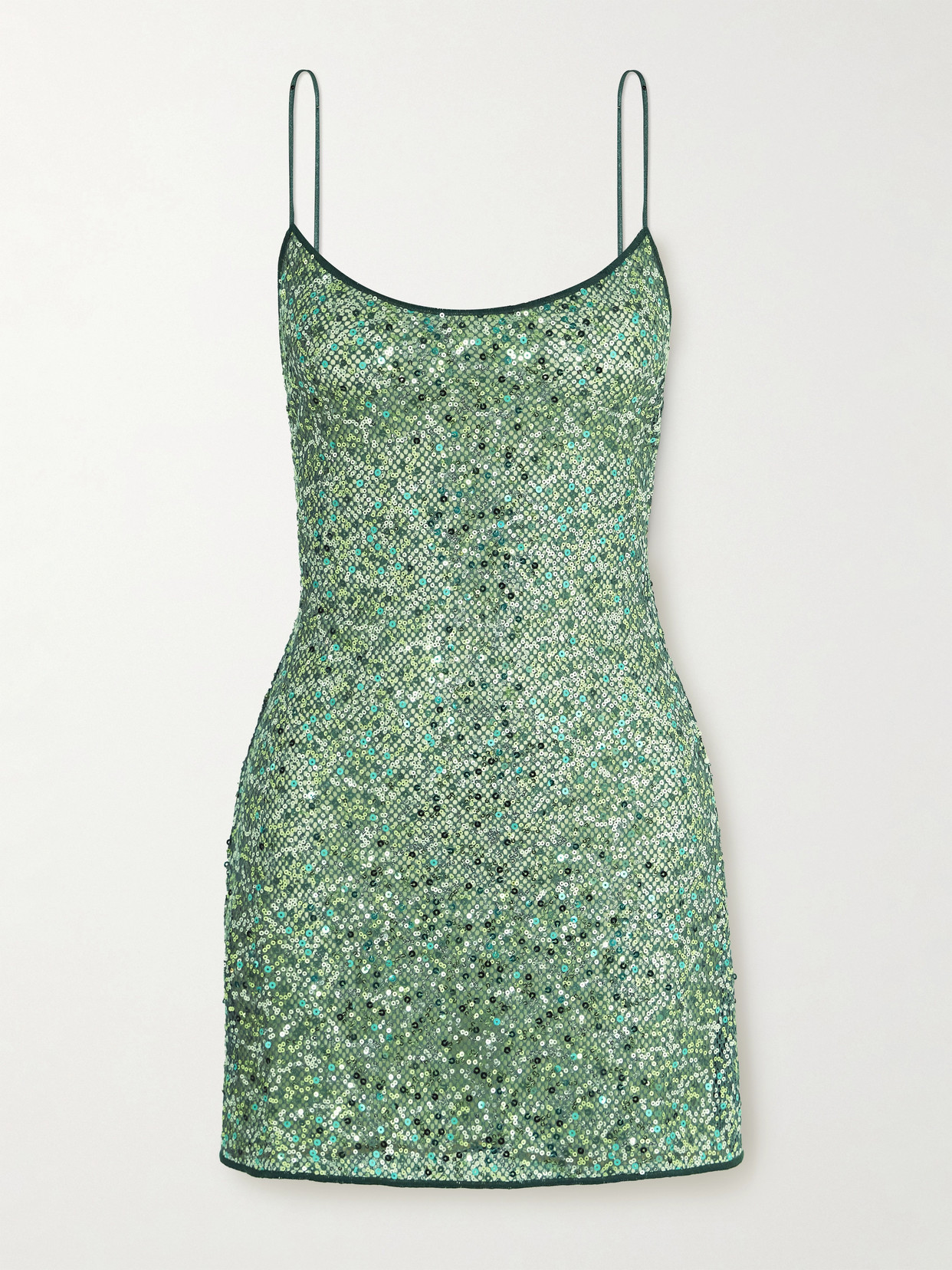 Oseree Netquins Sequined Mesh Mini Dress In Green