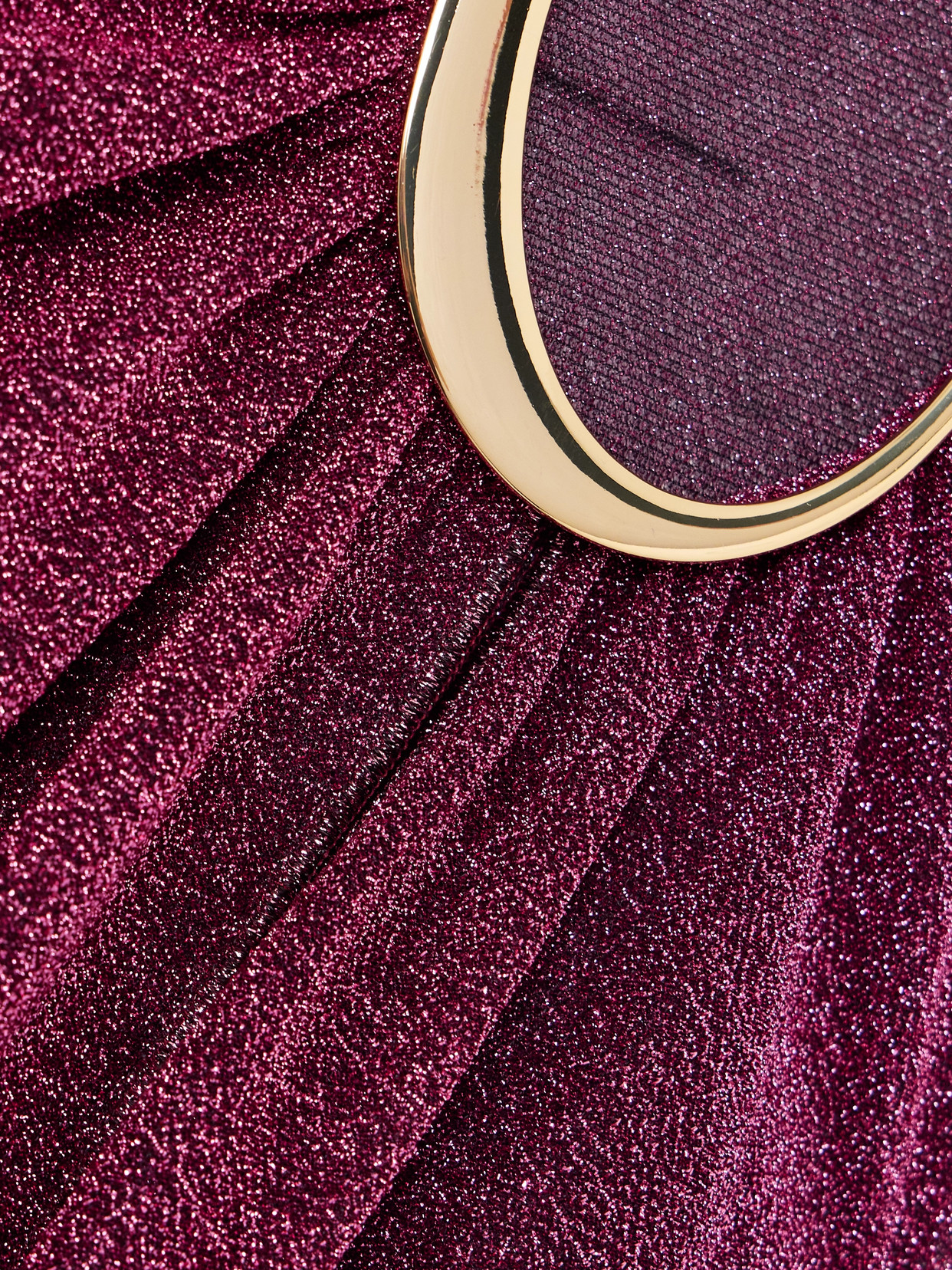 Oseree Lumière One-shoulder Cutout Metallic Stretch-knit Maxi Dress In Purple