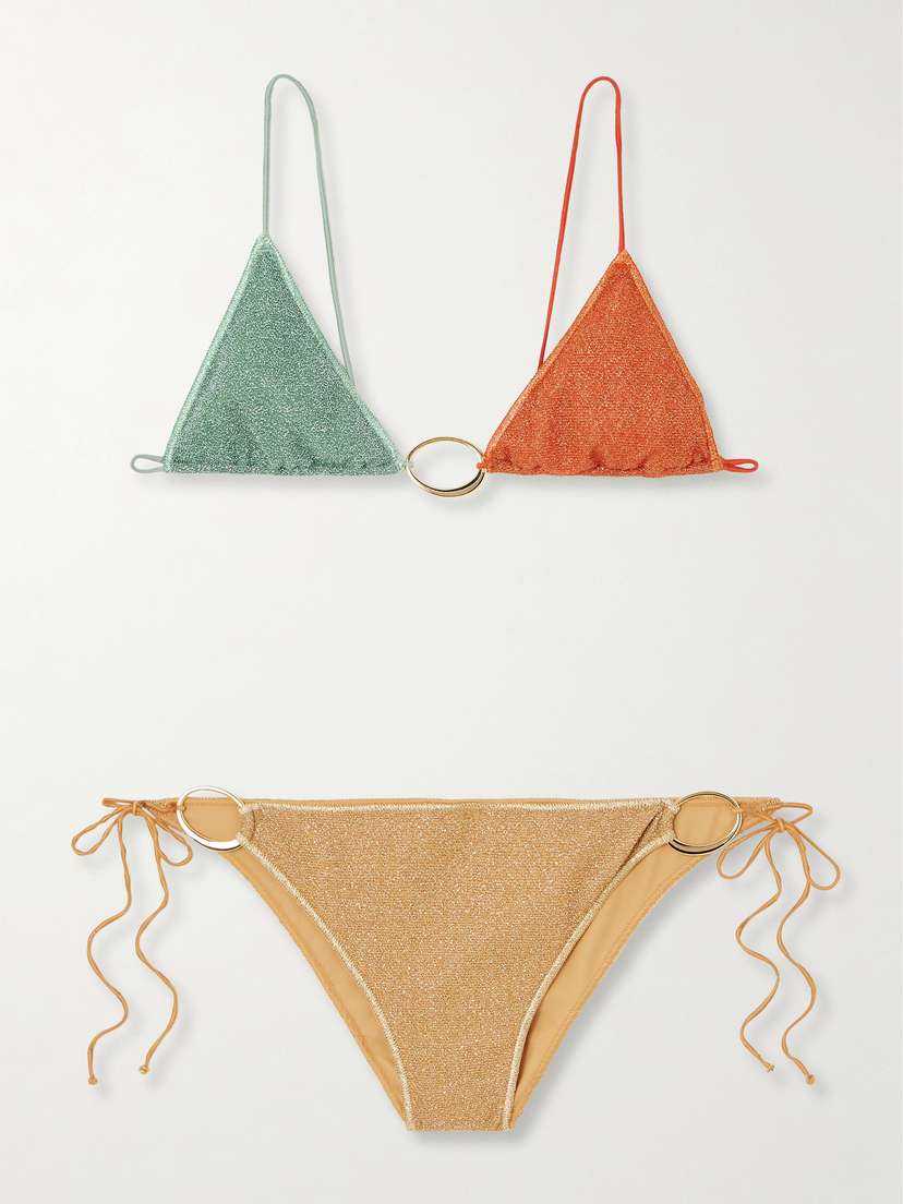 Oséree Lumière Colorè Embellished Metallic Bikini - x large