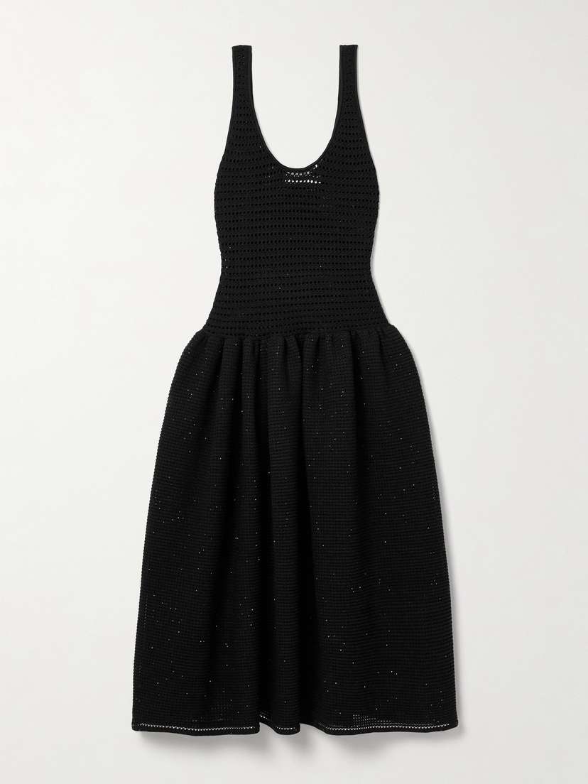 Self-Portrait Sequin-embellished Crocheted Midi Dress