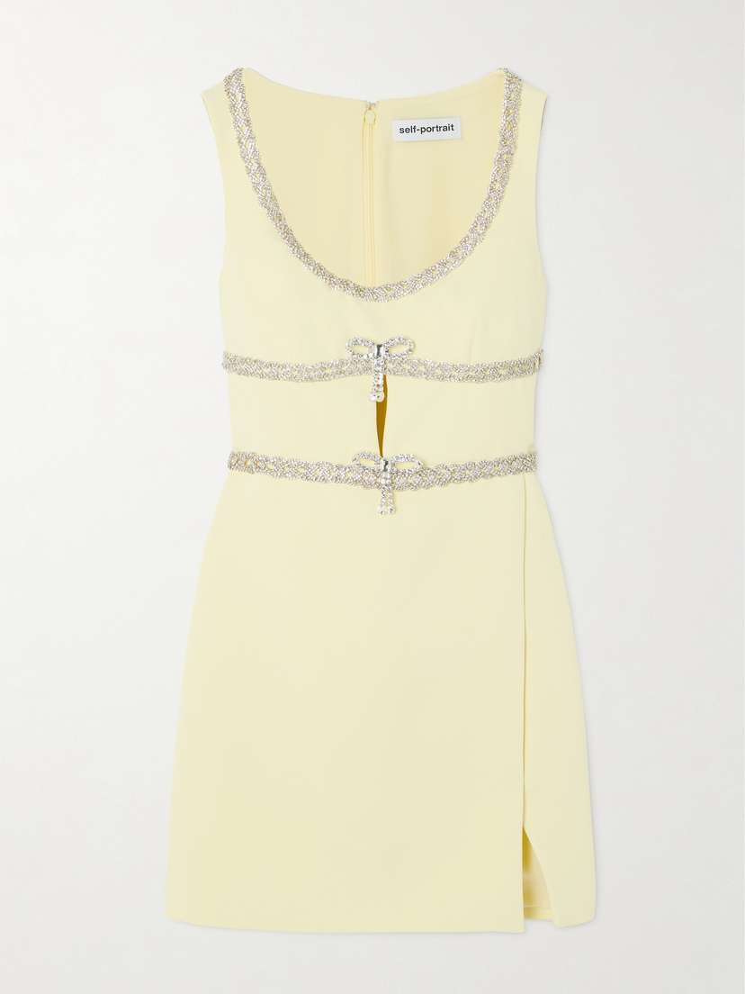 Self-Portrait Crystal-embellished Crepe Mini Dress