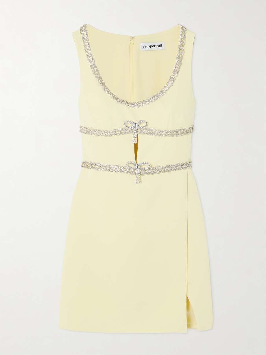 crystal-embellished crepe mini dress