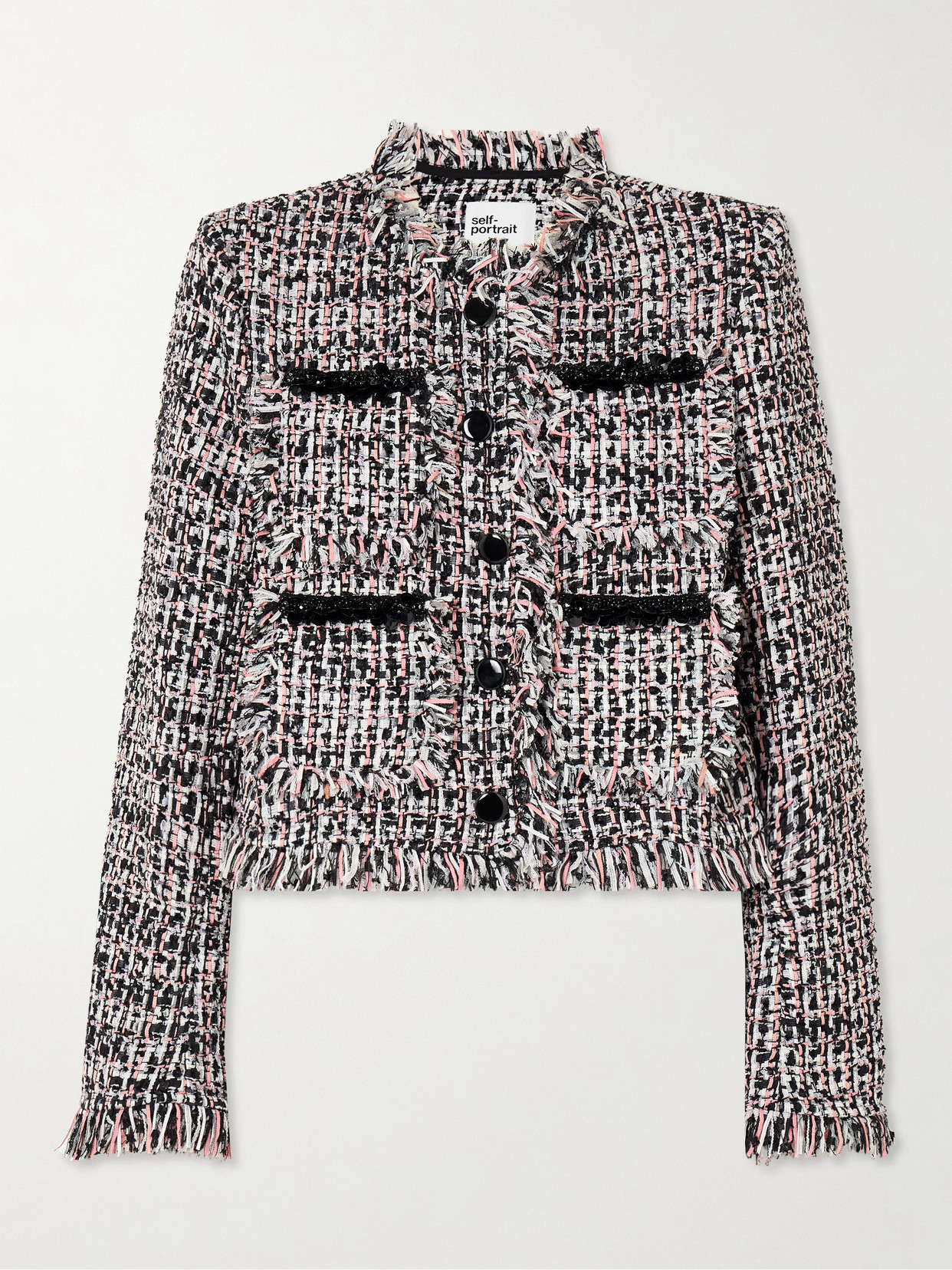 Self-Portrait - Embellished Bouclé-tweed Jacket - Black