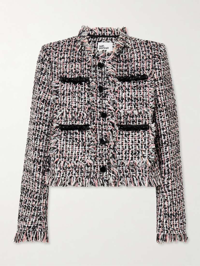 Self-Portrait Embellished Bouclé-tweed Jacket - UK 14
