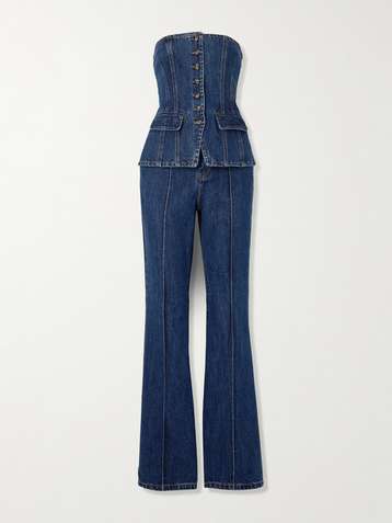Designer denim jumpsuits on sale