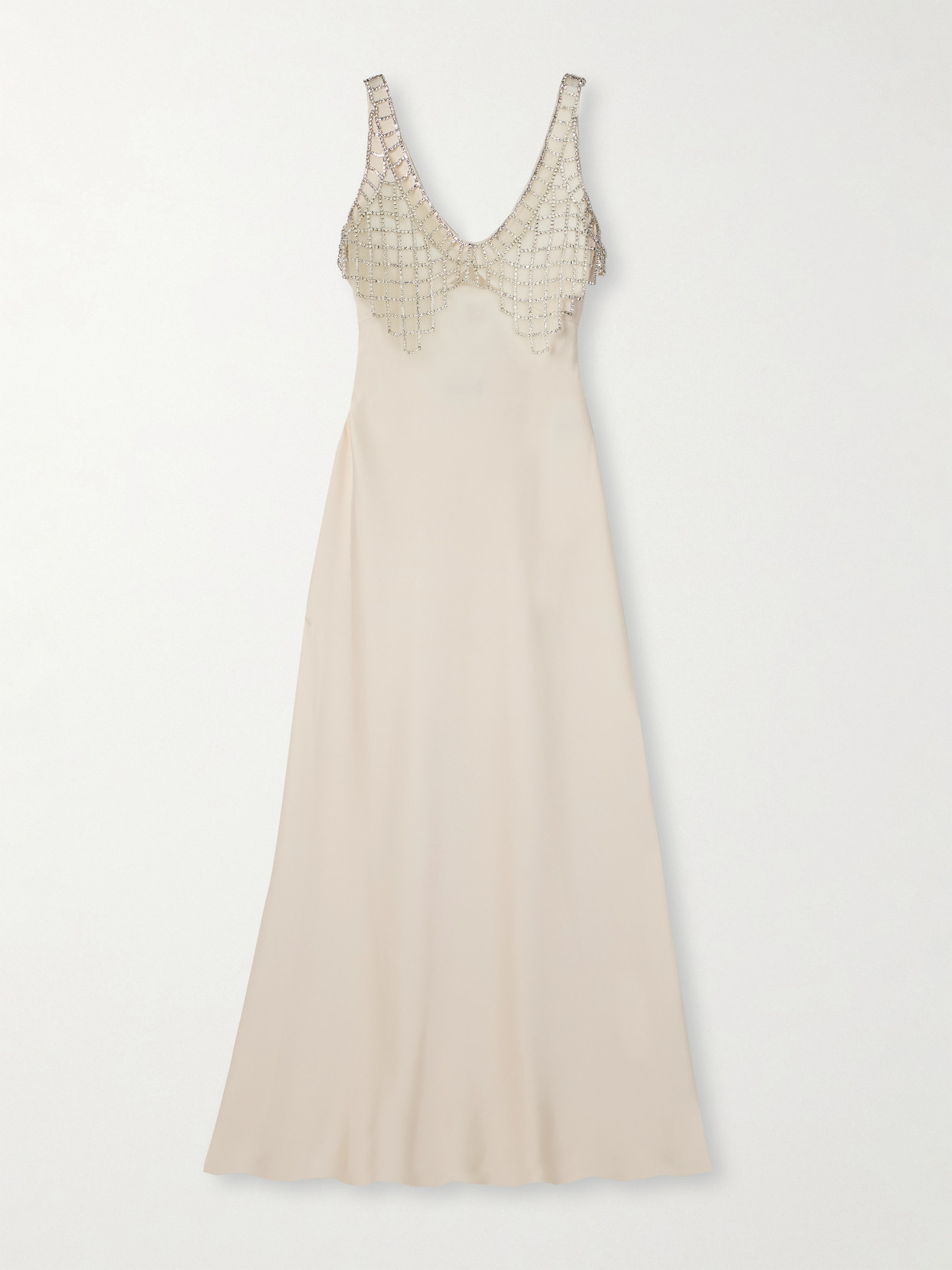 SELF-PORTRAIT CRYSTAL-EMBELLISHED SATIN MAXI DRESS