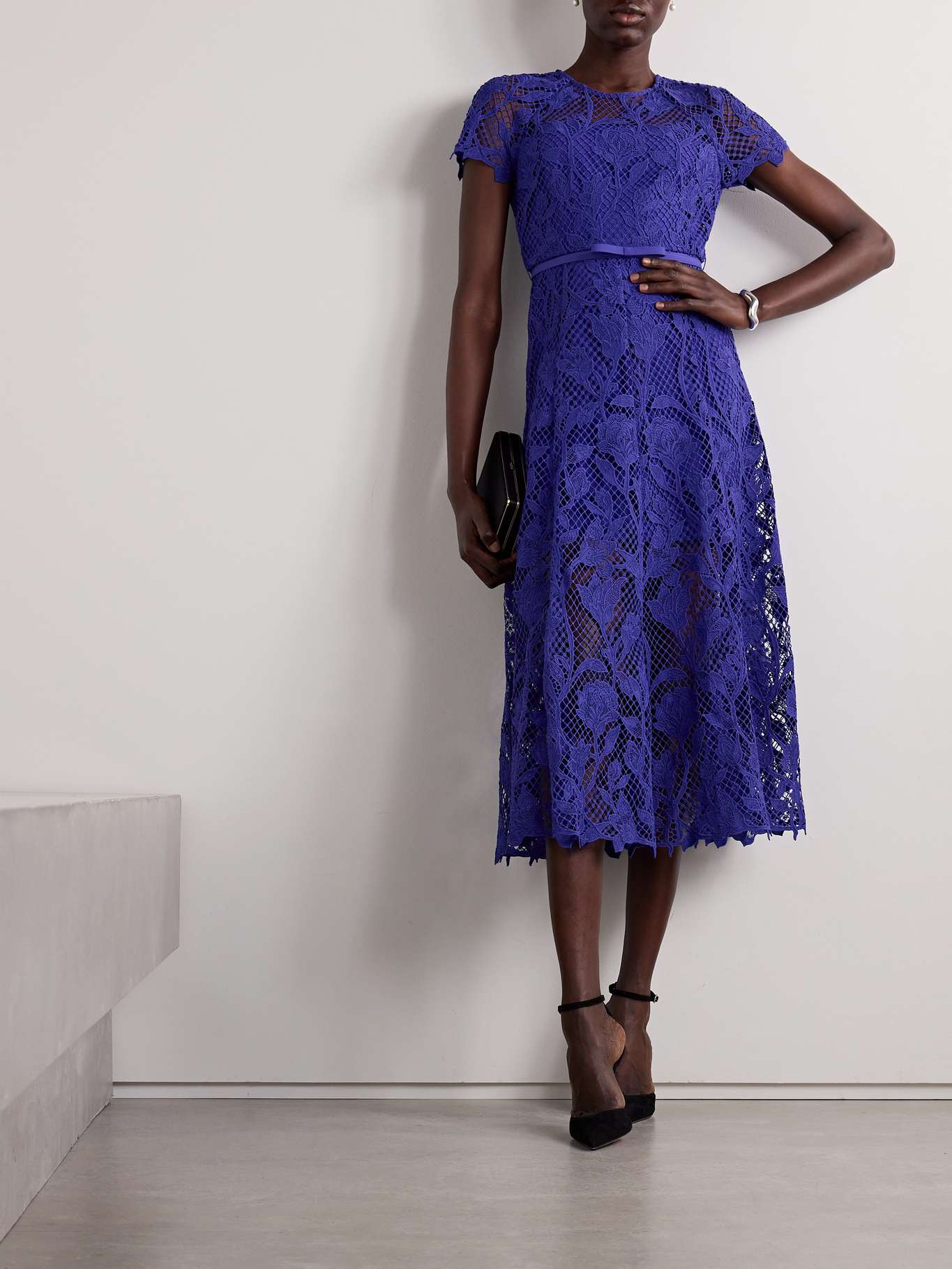 Guipure Tassel Detail Drawstring Pull On A-Line Midi Skirts