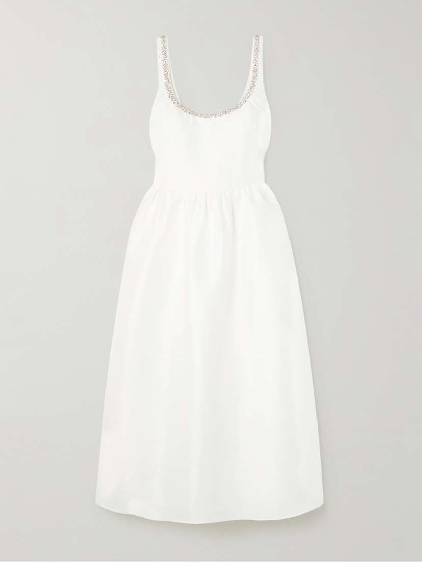 Self-Portrait Crystal-embellished Taffeta Midi Dress