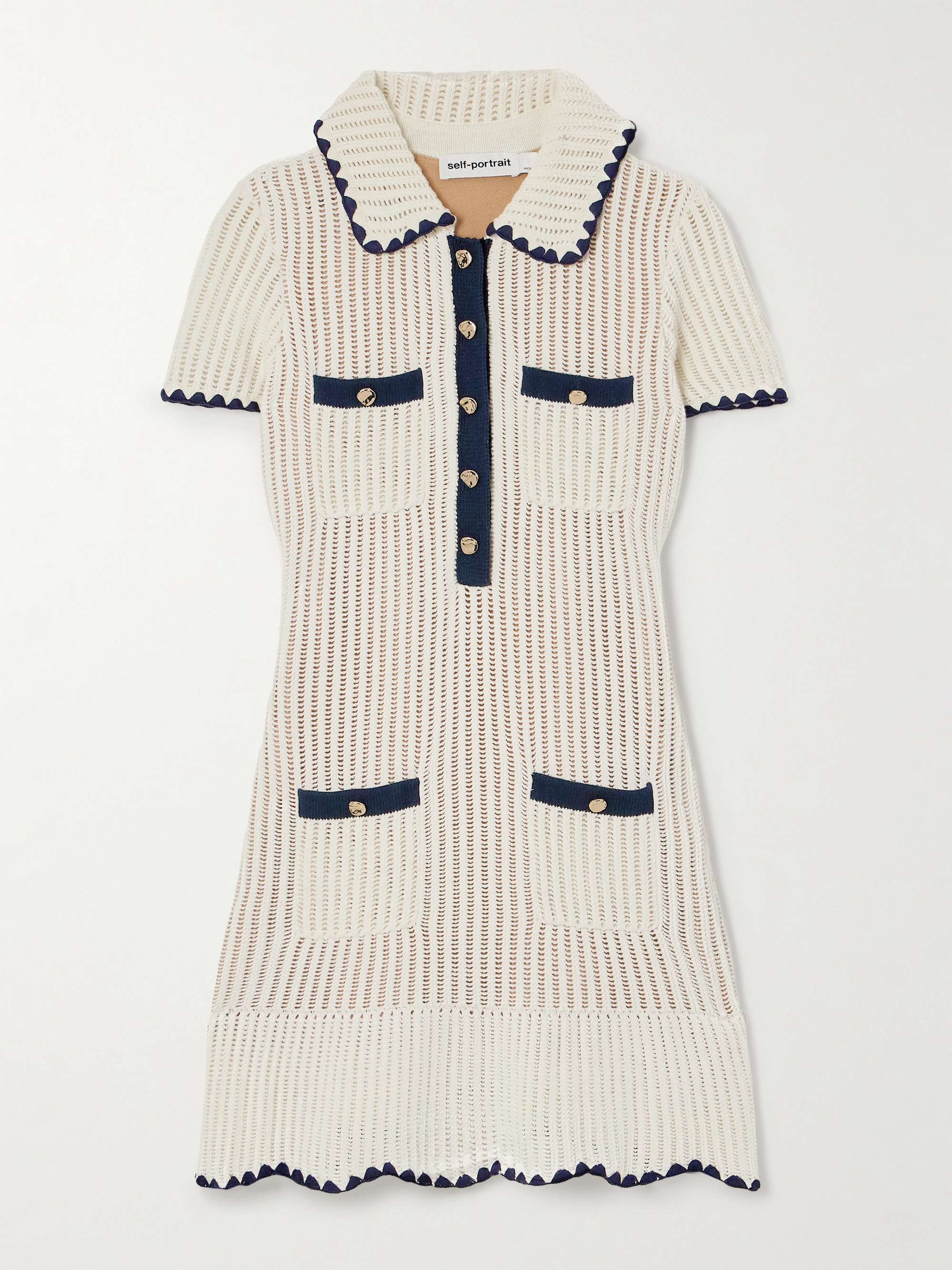 SELF PORTRAIT Embellished open knit mini dress NET A PORTER