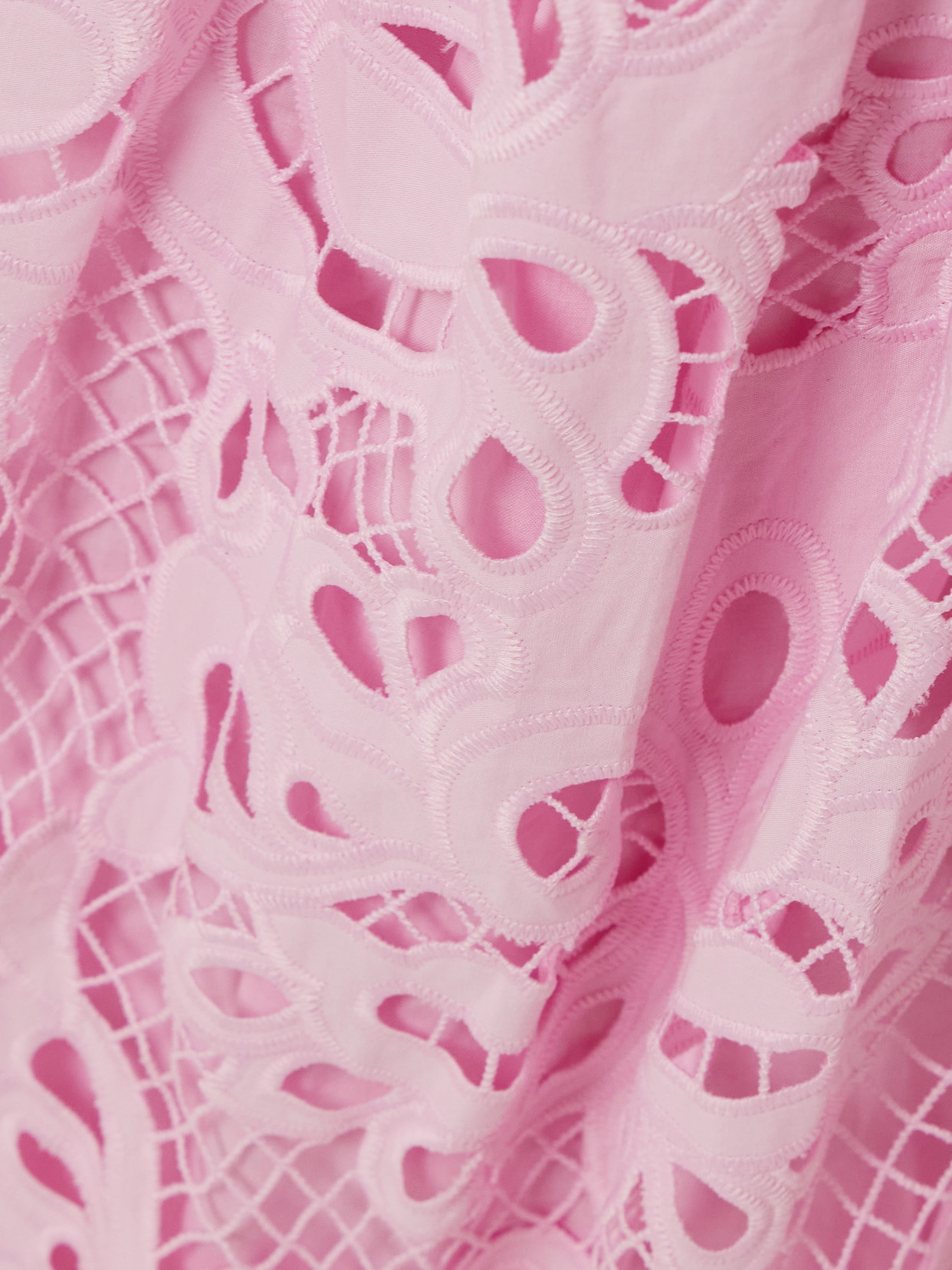 SELF-PORTRAIT BELTED TIERED BRODERIE ANGLAISE COTTON MAXI SHIRT DRESS