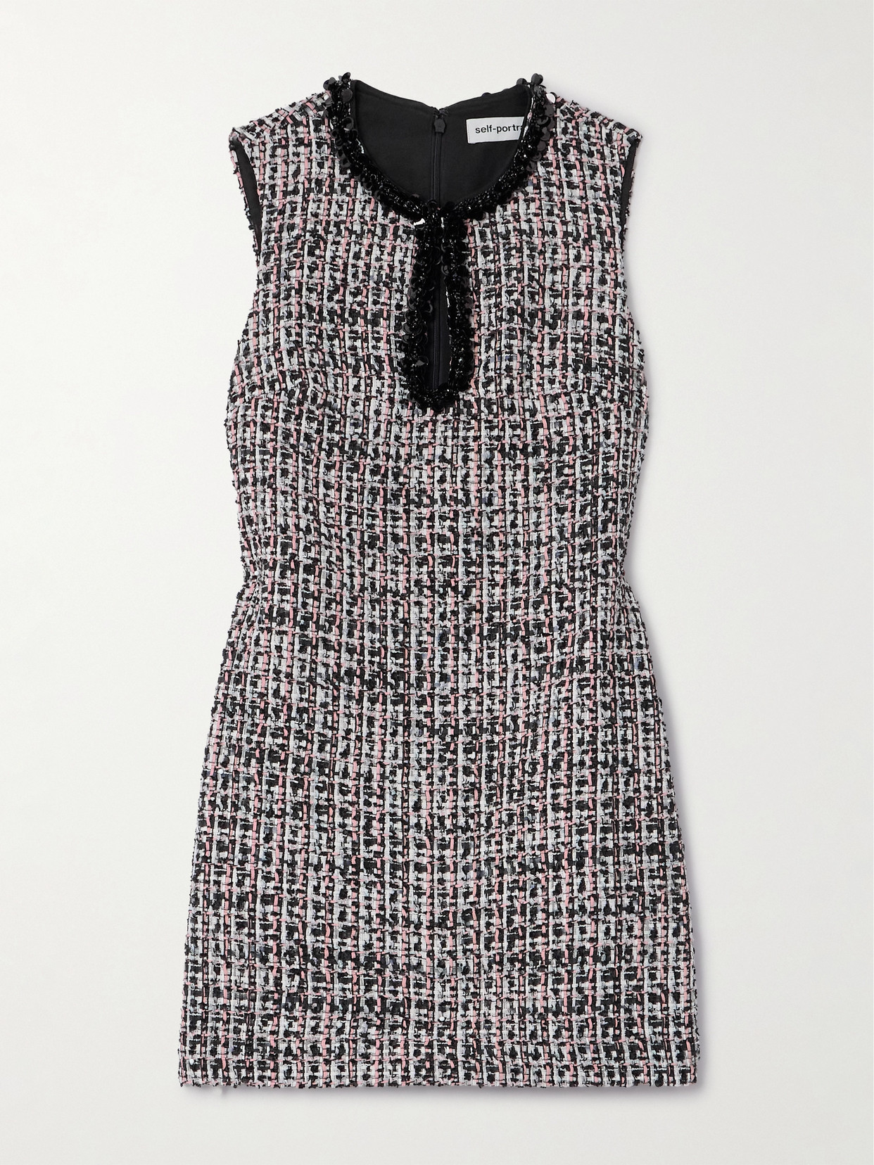 Self-Portrait - Sequin-embellished Bouclé-tweed Mini Dress - Black