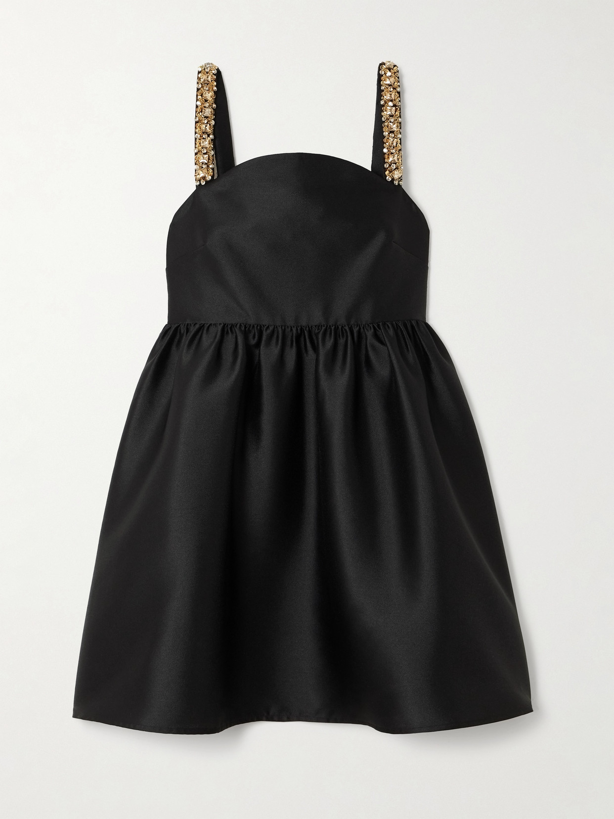 Self-portrait Crystal-embellished Taffeta Mini Dress In Black