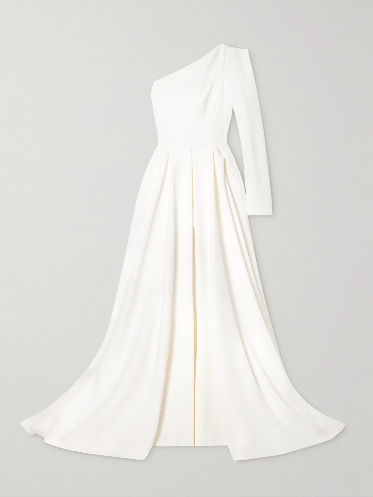 Maticevski Audacity One-sleeve Grain De Poudre Gown In White