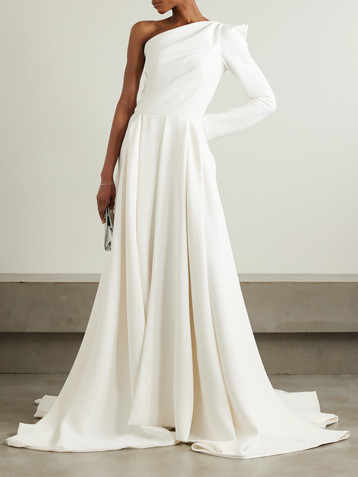 Maticevski Audacity one-sleeve grain de poudre gown