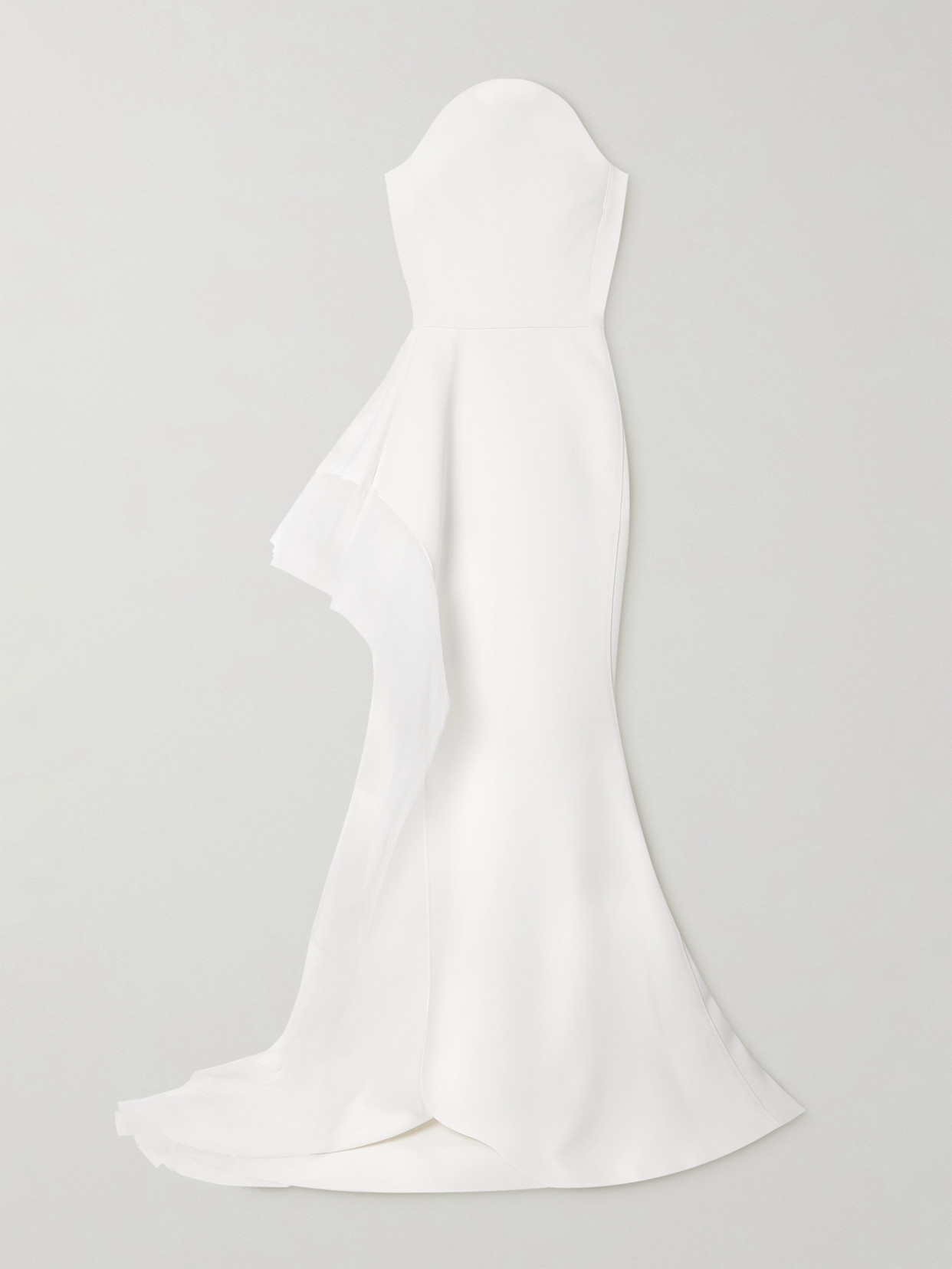 Maticevski Epitome Asymmetric Strapless Tulle-trimmed Cady Gown In White