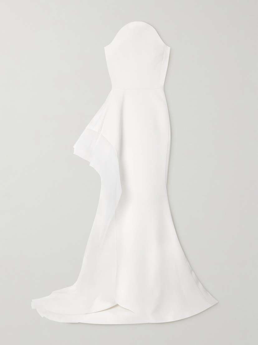 Maticevski Epitome Asymmetric Strapless Tulle-trimmed Cady Gown