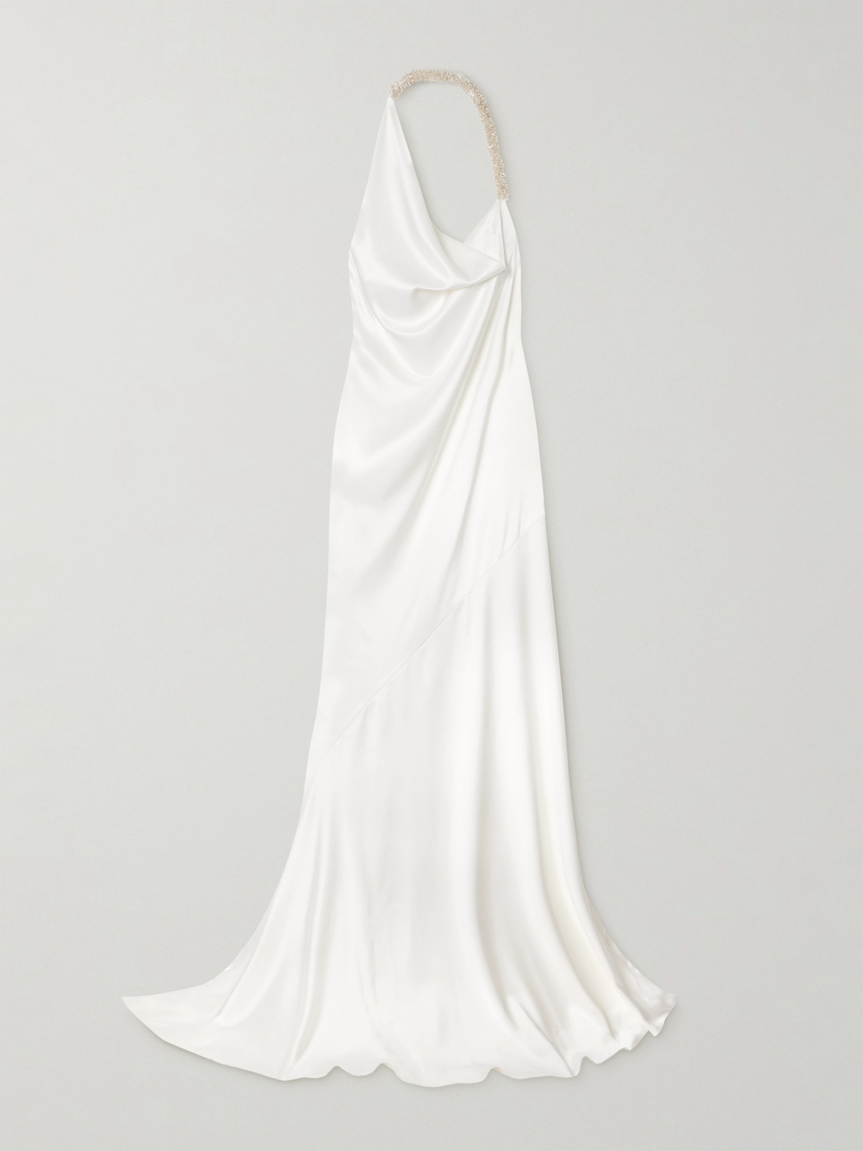 Maticevski Desires Draped Silk-satin Halterneck Gown In White