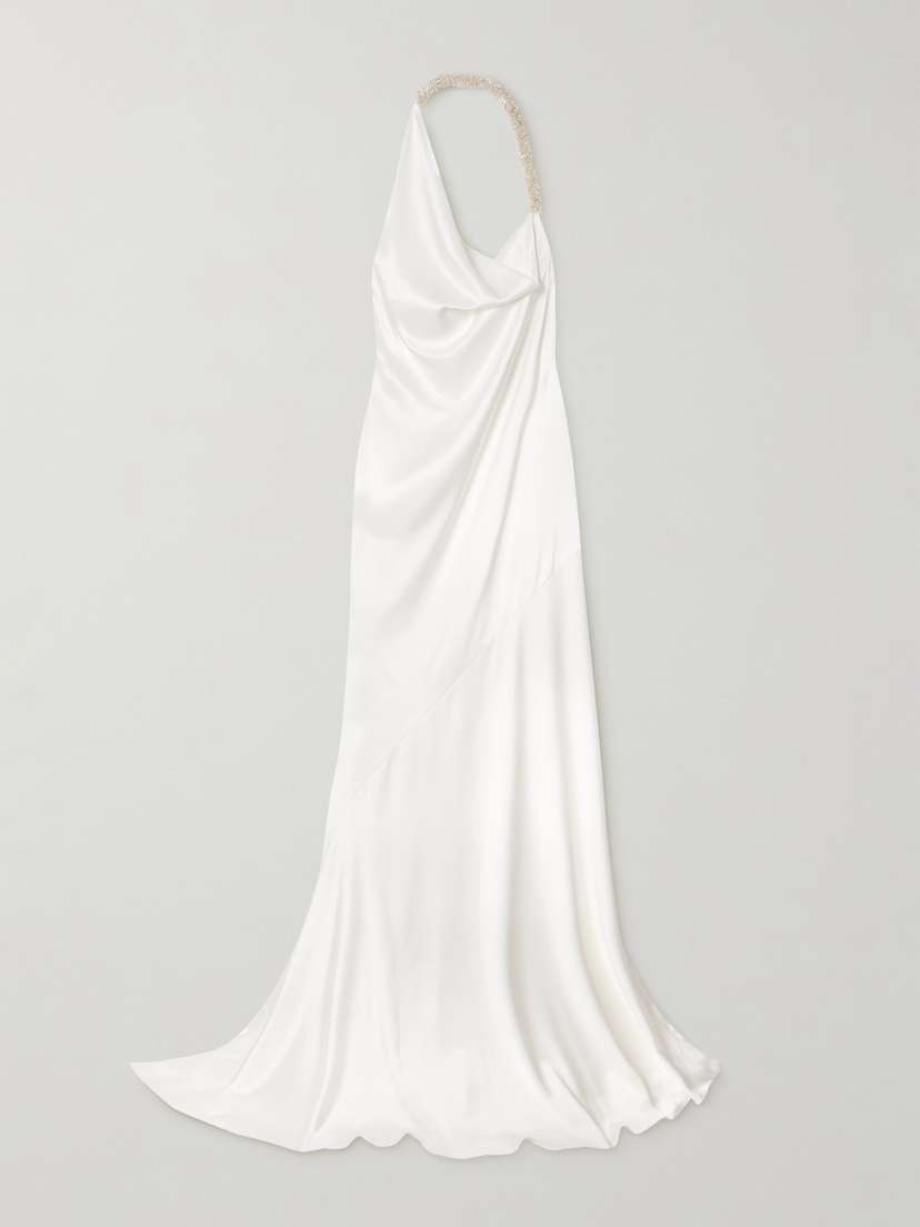 Maticevski Desires Draped Silk-satin Halterneck Gown