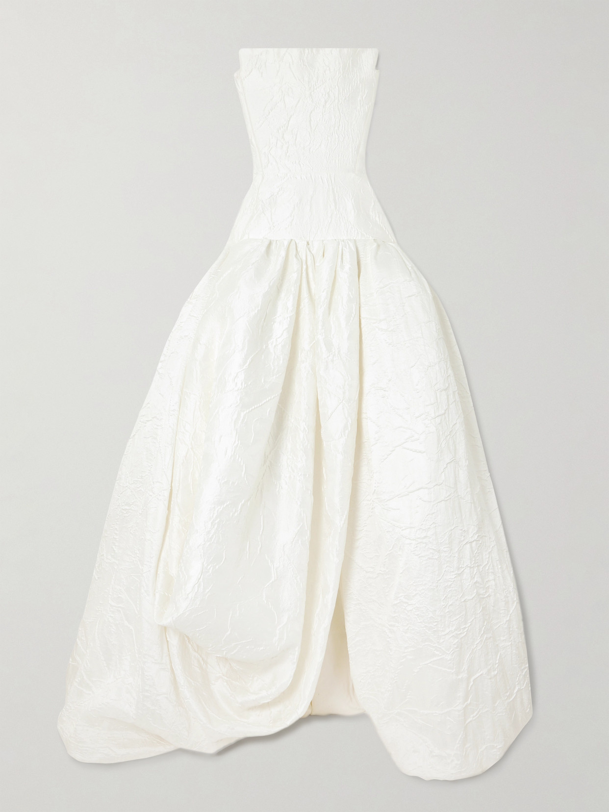 Maticevski Harlequin Strapless Wrap-effect Cloqué Gown In White