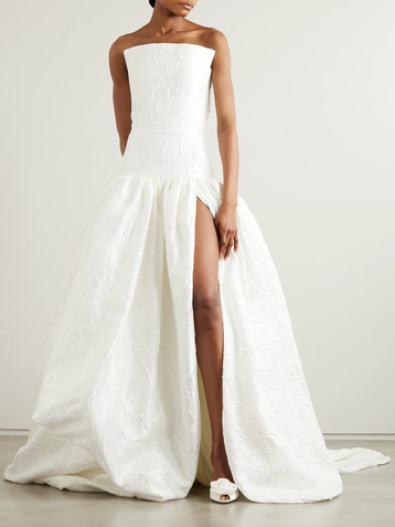 Maticevski Harlequin strapless wrap-effect cloqué gown