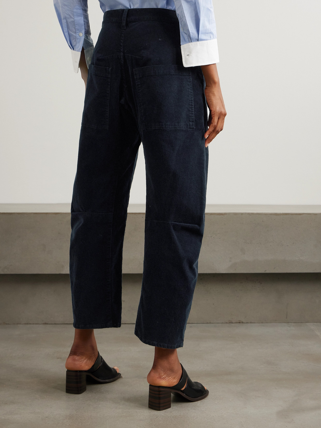 Nili Lotan Shon Cotton-blend Corduroy Tapered Pants In Blue