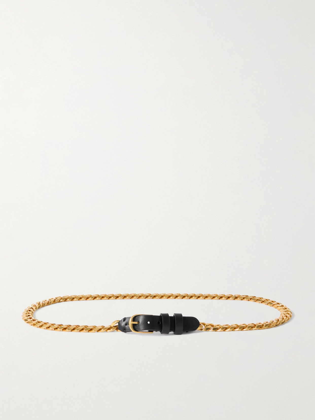 Nili Lotan - Nicolette Leather-trimmed Gold-tone Belt - Black