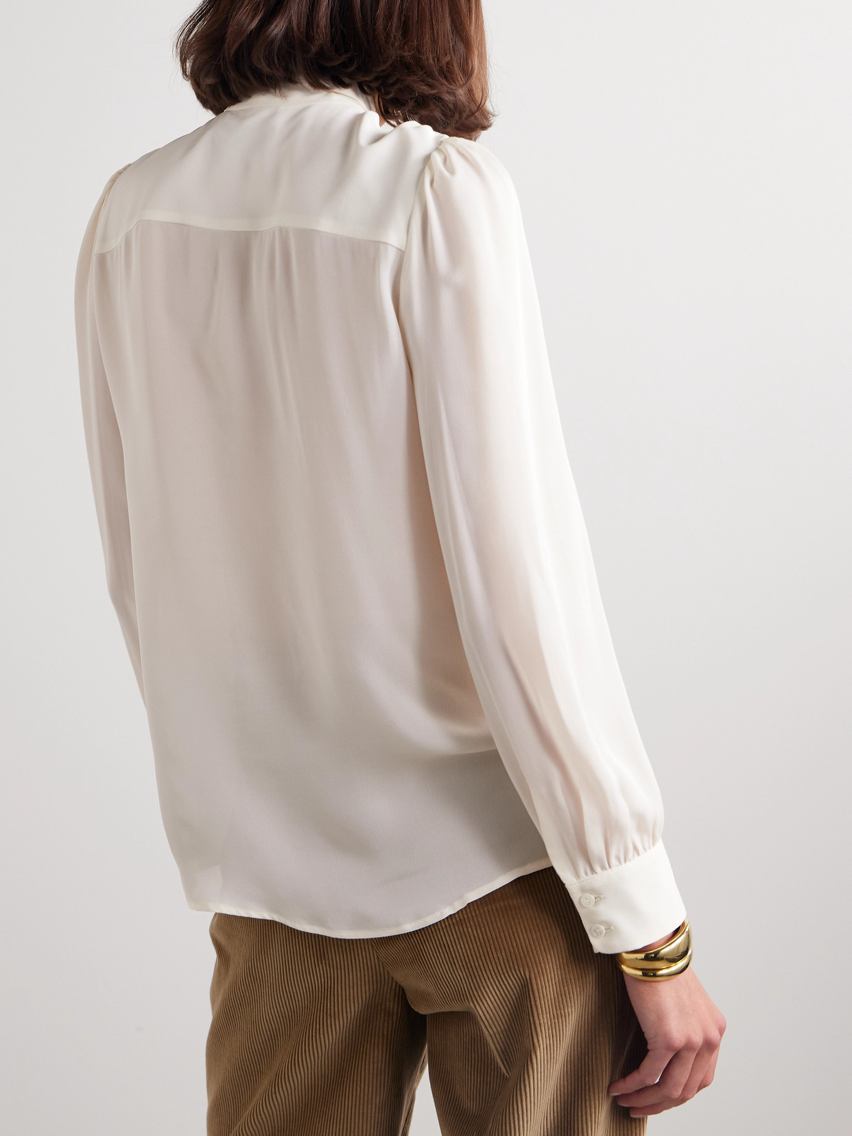 Nili Lotan Carina Pussy-bow Silk-chiffon Blouse In Ivory