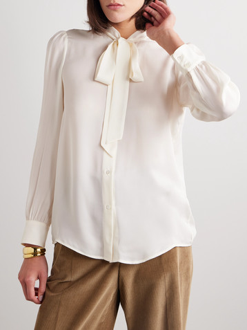 Nili Lotan Carina pussy-bow silk-chiffon blouse