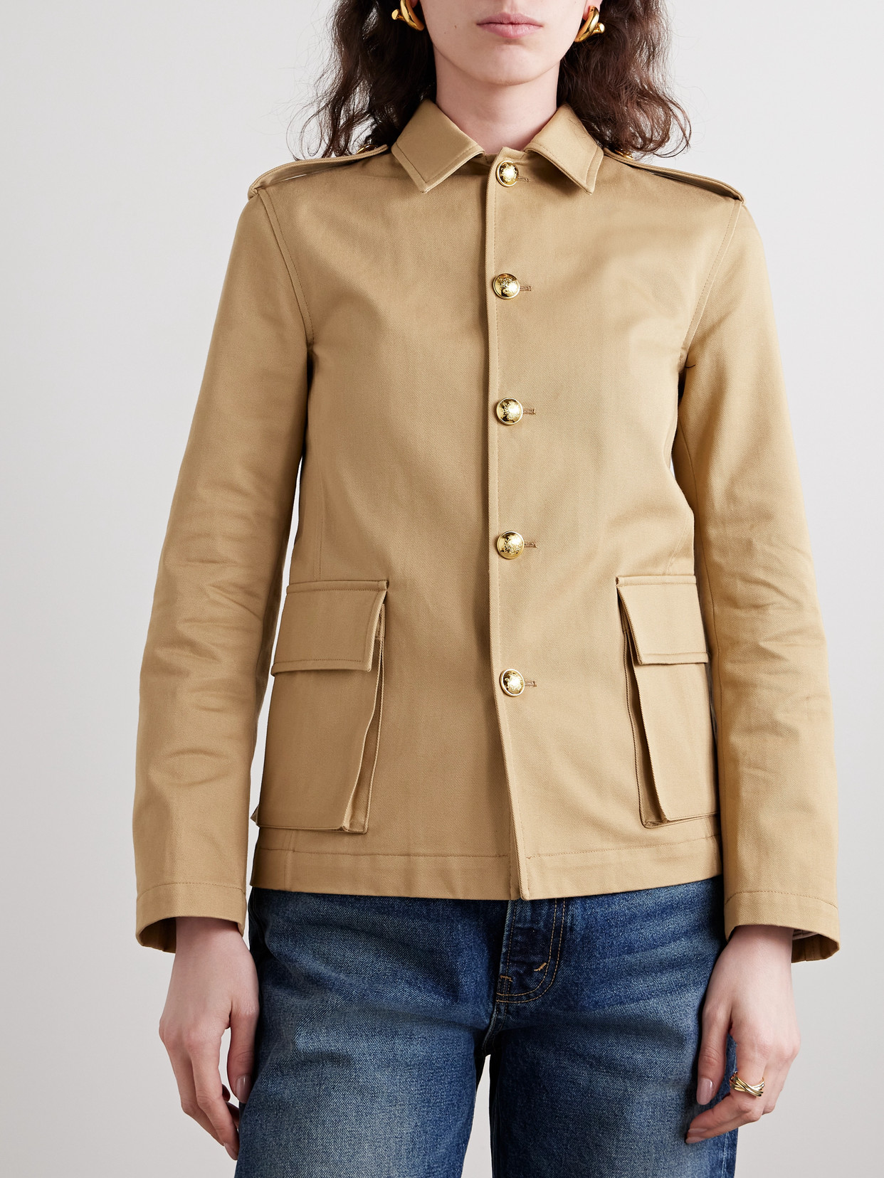 Nili Lotan Margaret Cotton-twill Jacket In Brown