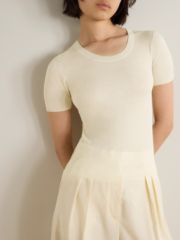 Nili Lotan Araceli ribbed silk T-shirt