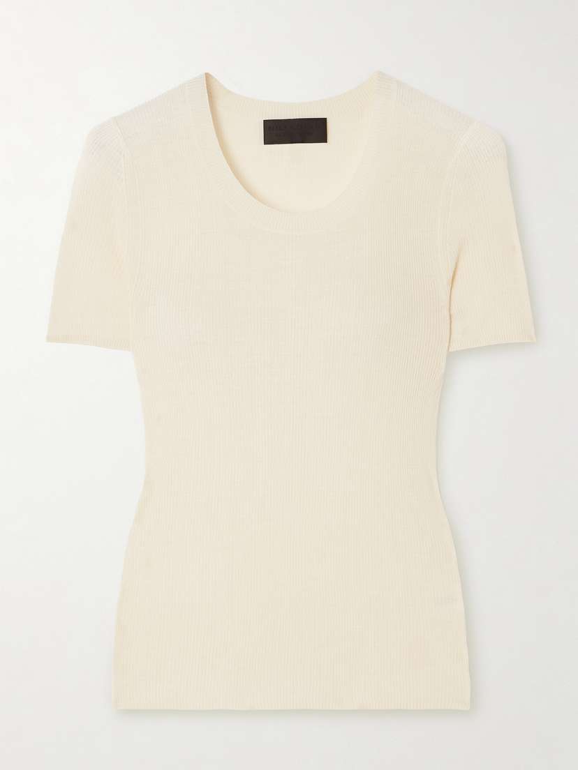 Nili Lotan Araceli Ribbed Silk T-shirt