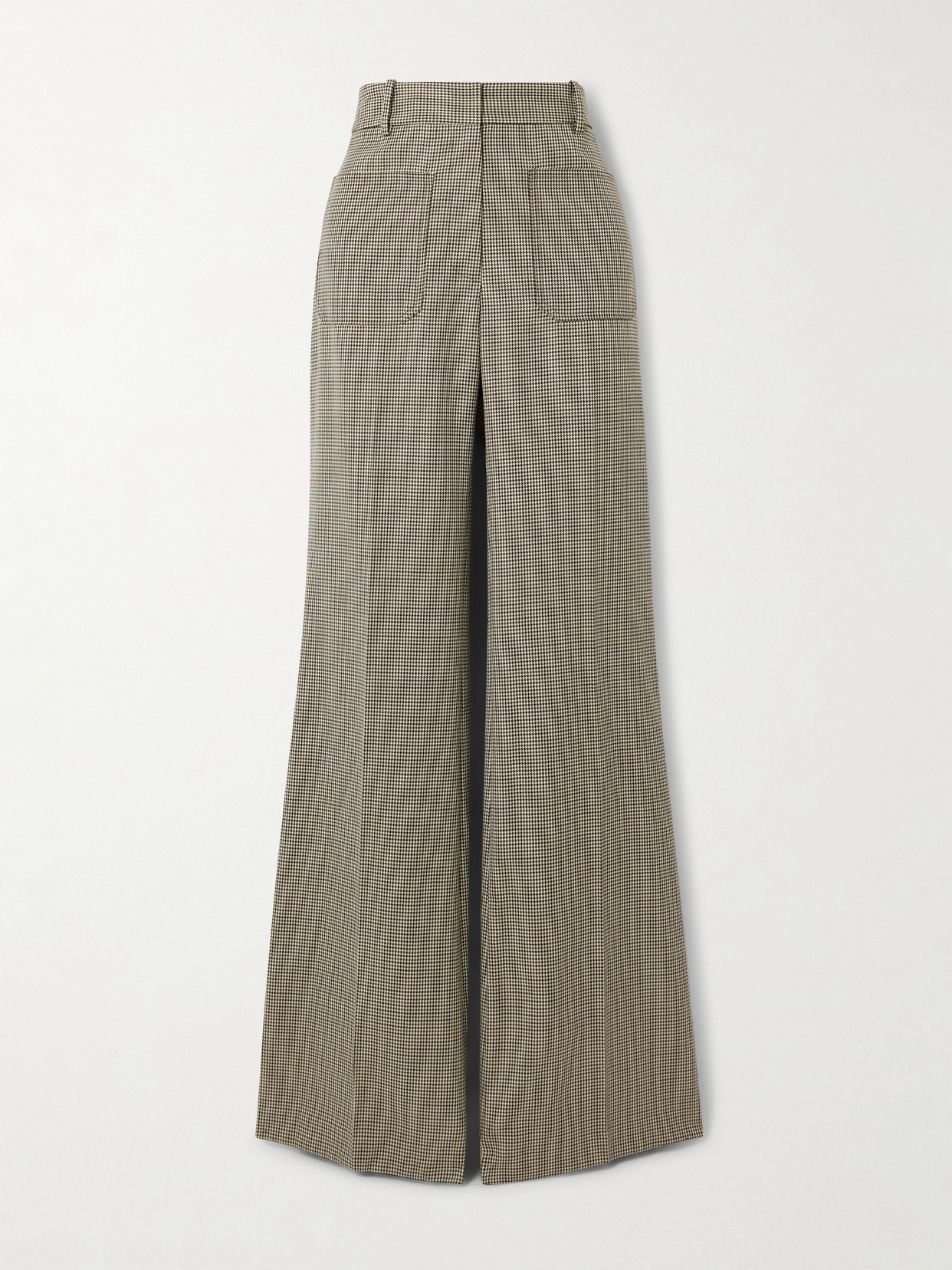Nili Lotan Christophe Houndstooth Wool Flared Trousers In Brown