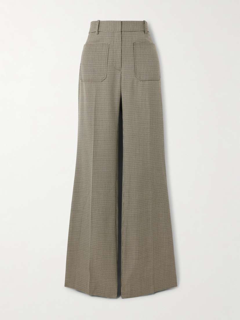 Nili Lotan Christophe Houndstooth Wool Flared Pants