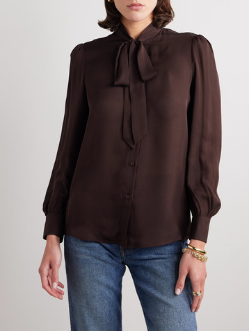 Nili Lotan Carina pussy-bow silk-chiffon blouse