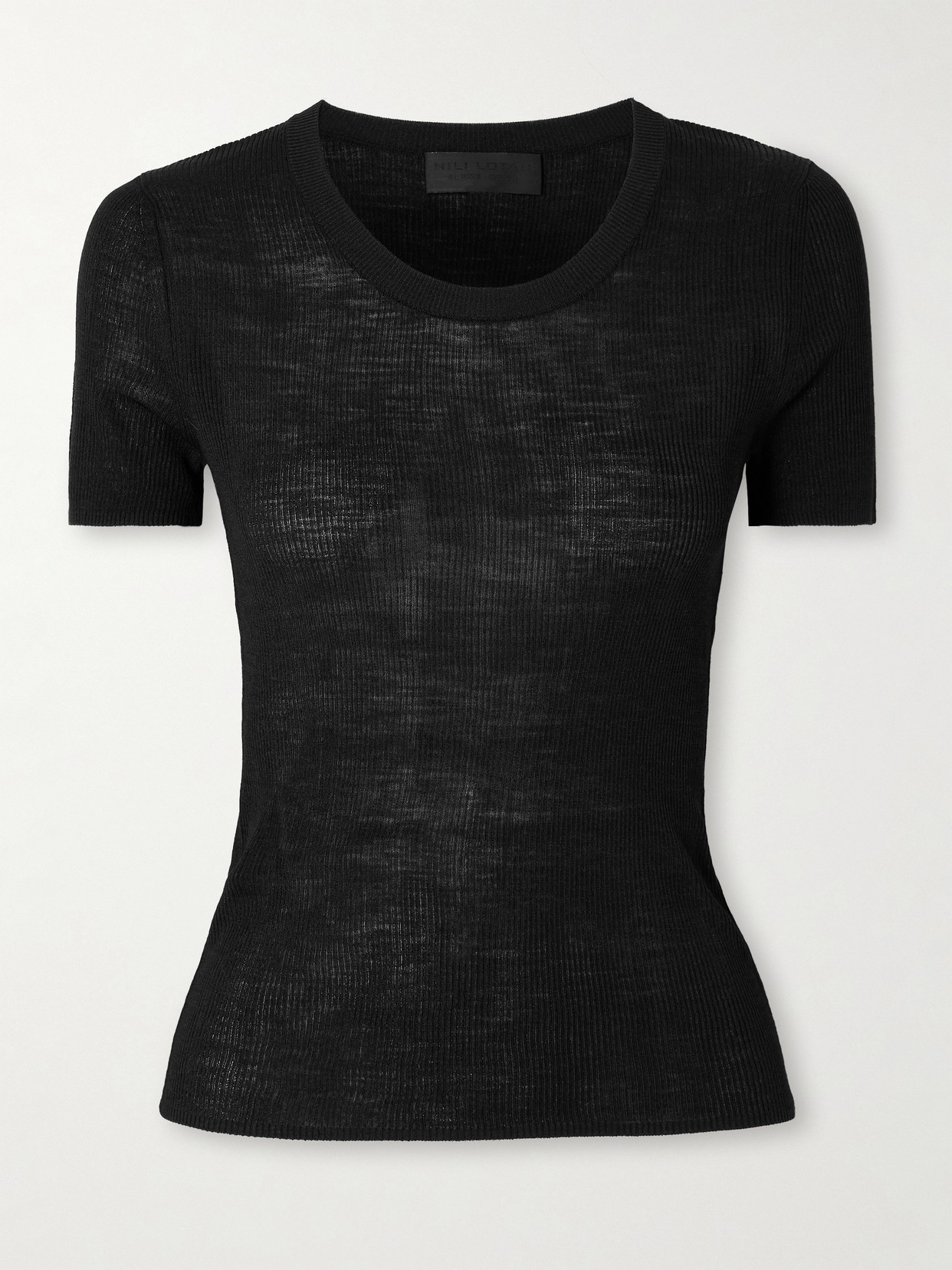 Nili Lotan Araceli Ribbed Silk T-shirt In Black