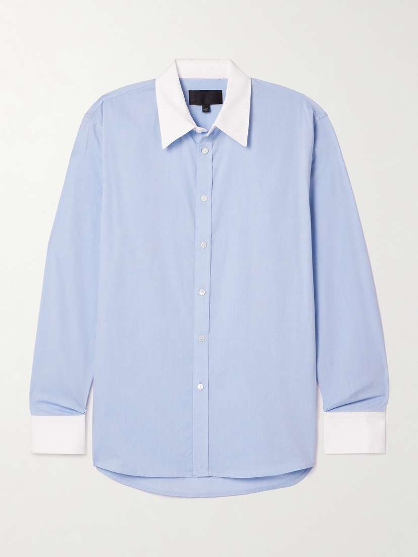 Nili Lotan Raphael Two-tone Cotton Shirt