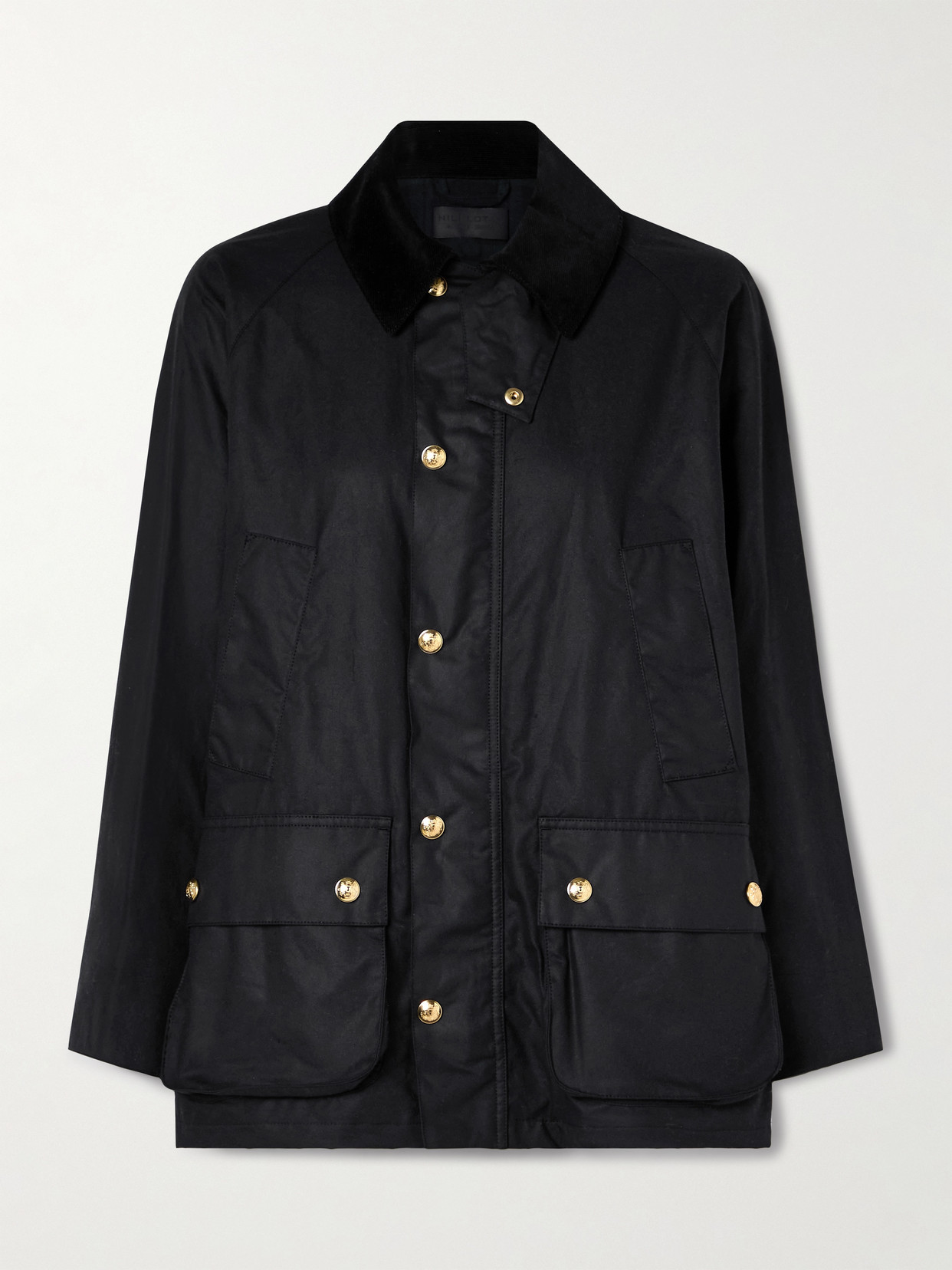 Nili Lotan - Kedem Cotton Corduroy-trimmed Waxed-cotton Jacket - Black