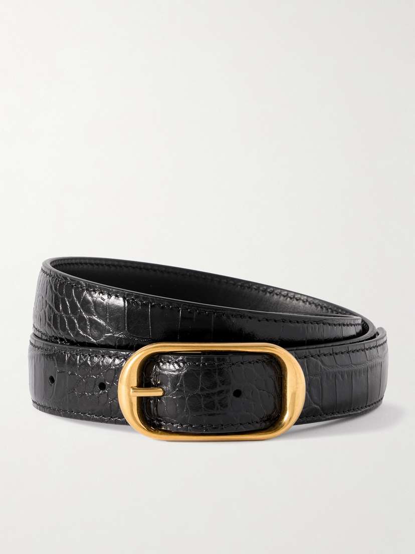 Nili Lotan Reine Croc-effect Leather Belt