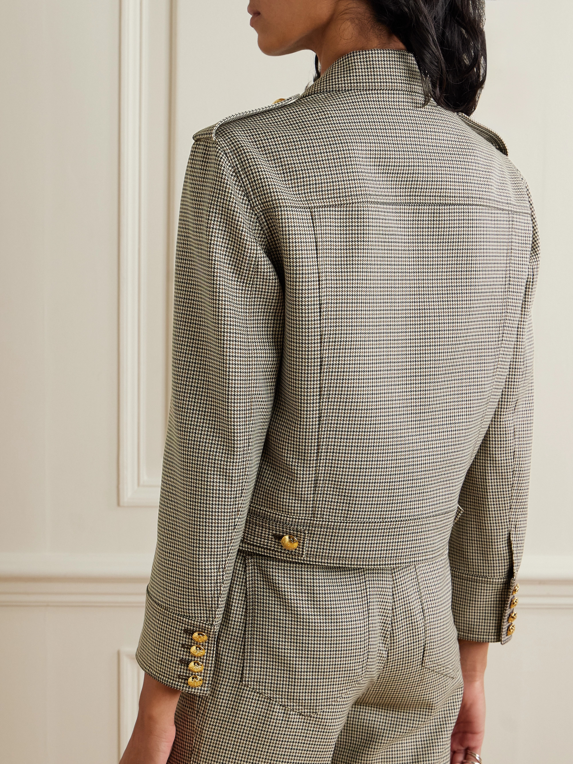 Nili Lotan Lise cropped houndstooth wool jacket thumbnail