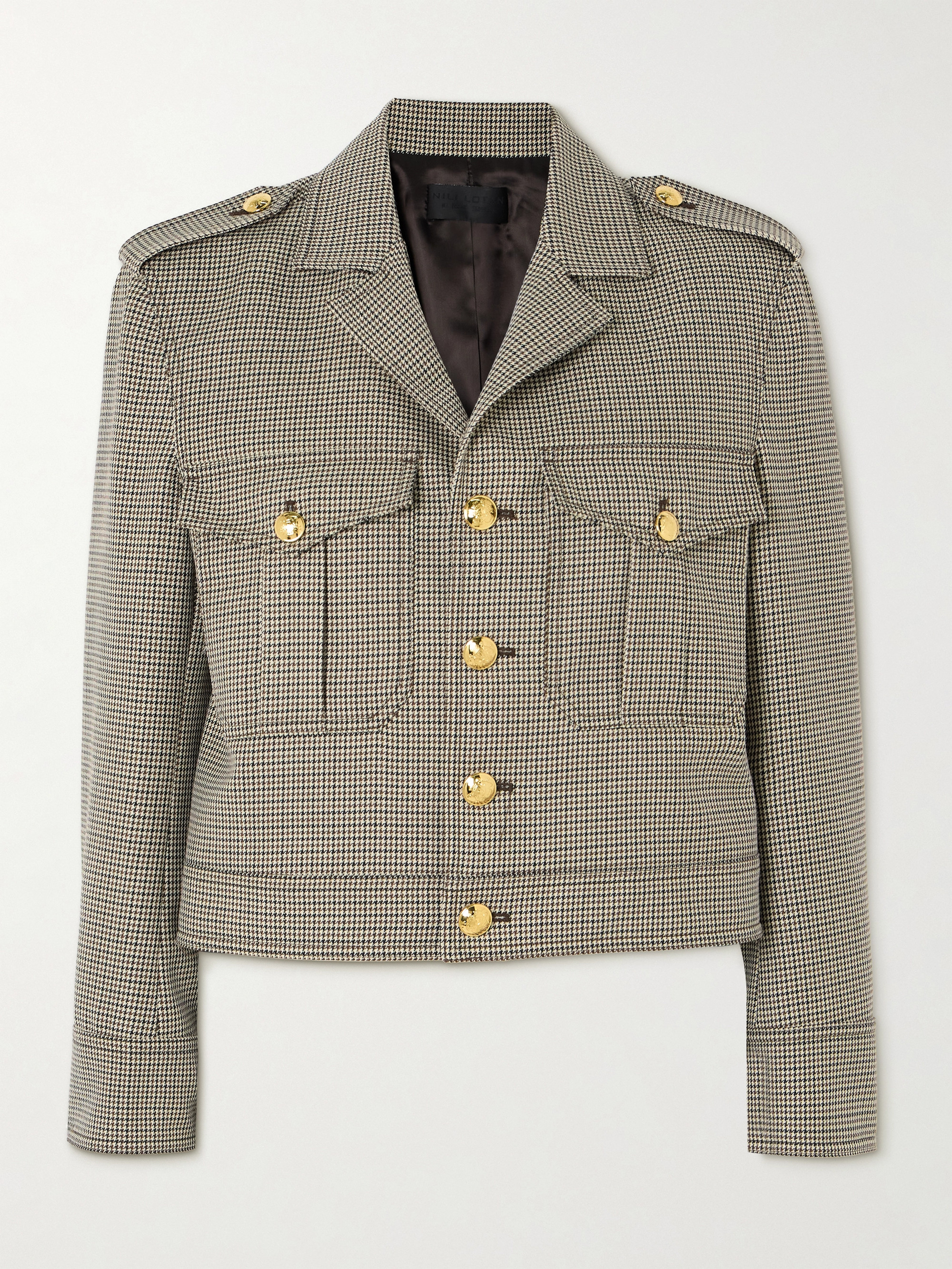 Nili Lotan Lise cropped houndstooth wool jacket thumbnail